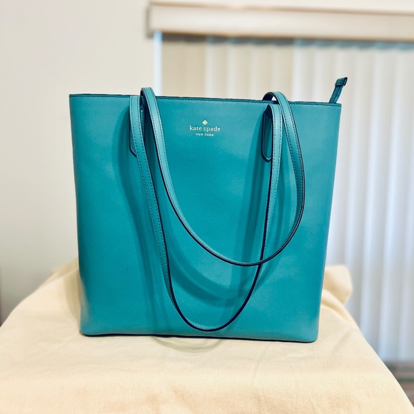 Kate Spade Stone Blue Leather Tote EUC - Picture 1 of 5